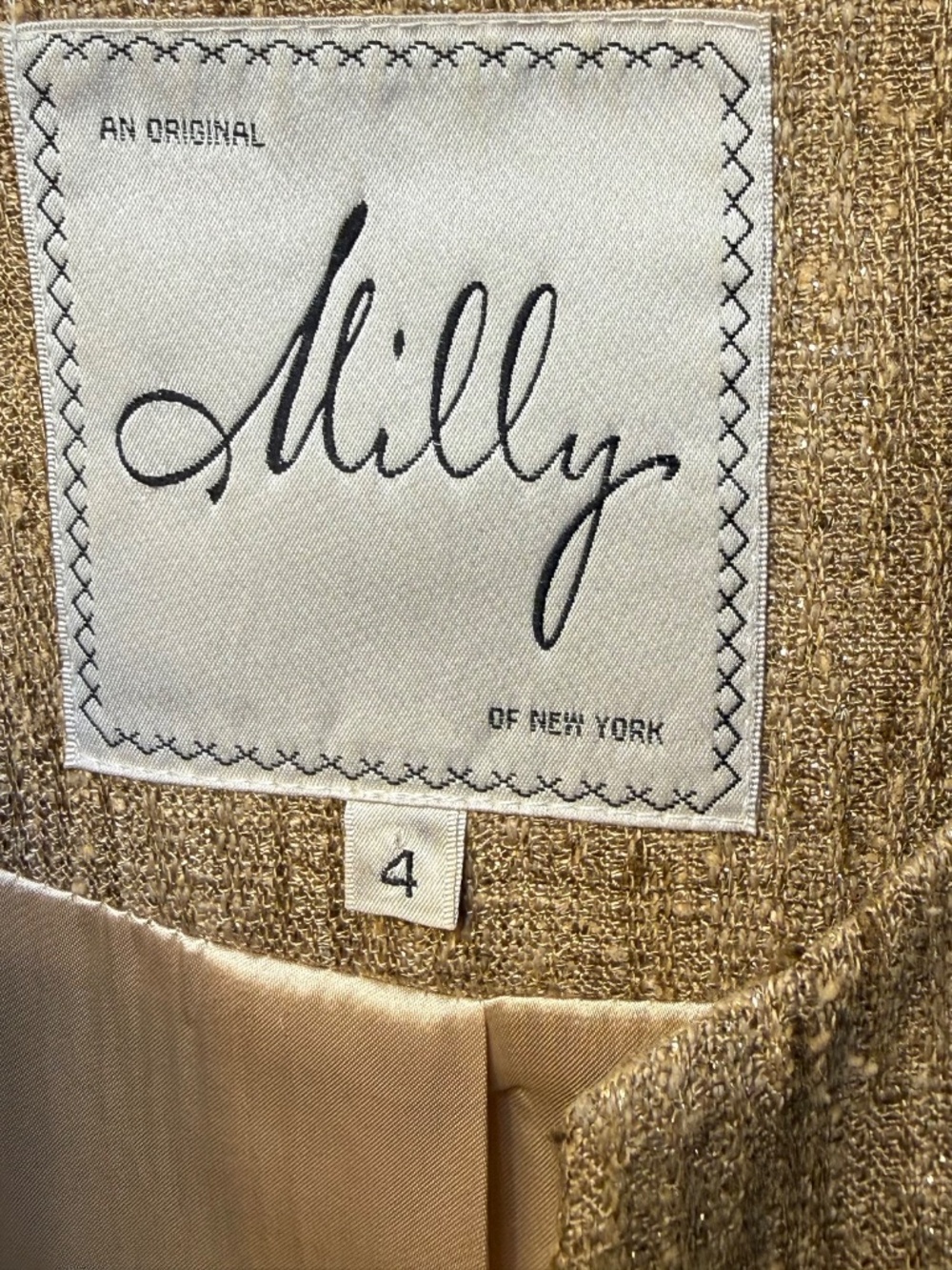 So Jackie O VTG, "Original Milly of New York" Duster w/ Gold Flecked Tweed, SZ 4 - Picture 2 of 11
